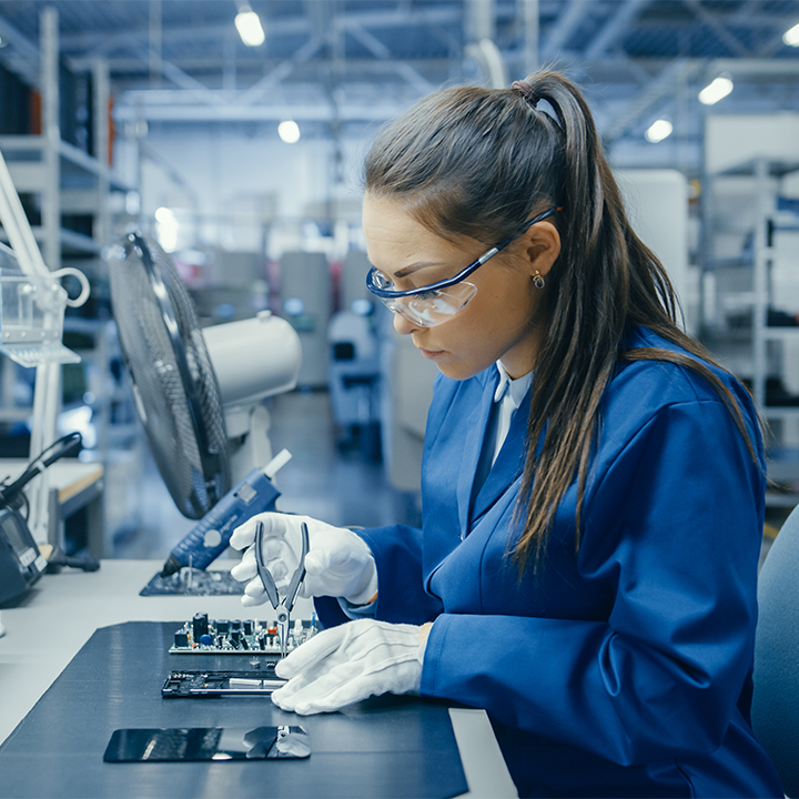 Worker working on assembly work