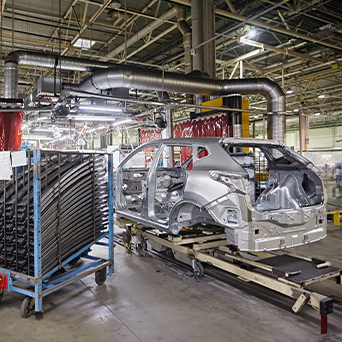 Car being manufactured